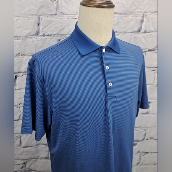 Peter Millar Summer Comfort Mens Polo Shirt Golf Blue Striped Classic Fit Medium - Picture 4 of 15